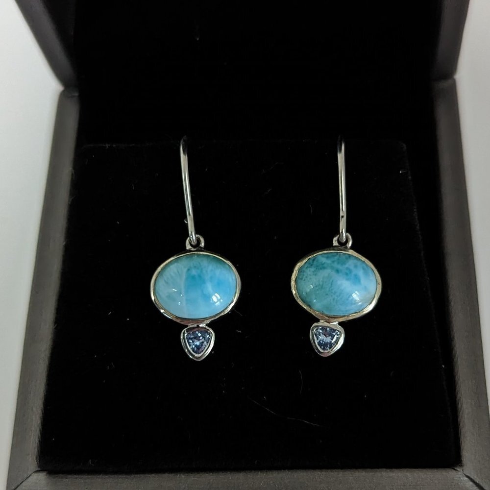 Brand new Earrings Silver 925 with Larimar and Aqua-marine